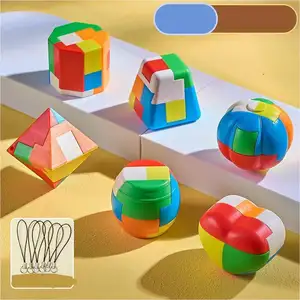 Hirntzerreißer Metall IQ Rätsel-Spielzeug Denkenspiel 3D Spule Gussdraht Unlocking ineinandergreifende magische Ball-Puzzles für Jugendliche