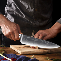 Ensemble de couteaux de cuisine à motif Damas avec boîte cadeau, couteau de chef professionnel, couteau Santoku, couteau à pain, couteau utilitaire pour la cuisine à domicile