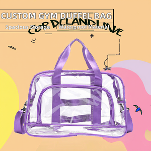 Sac de sport unisexe Qinyu personnalisé avec logo, grande capacité, en PVC imperméable, pour la gym, les voyages, avec fermeture éclair géométrique, souple - Product Image 2