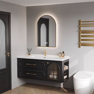Light luxury retro floating <b>makeup</b> bathroom cabinet with LED mirror suitable for modern bathrooms and B&Bs - Product Image 6
