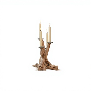 Candelabro de Madera Natural de 4 Brazos, Portavelas Rústico para Decoración de Bodas y Hogar, Hecho en Vietnam - Product Image 1
