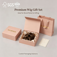 Boîte en carton rigide magnétique pliable avec logo personnalisé, emballage cadeau de luxe pour perruques et extensions de cheveux, fermeture magnétique