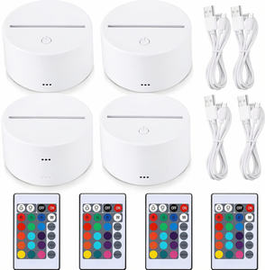 Base lumineuse en acrylique blanche avec télécommande, 16 couleurs changeantes, alimentation USB, support d'affichage pour plaques d'art en acrylique 3D, cristal et verre - Product Image 1