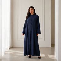 Abaya Kaftan en Tissu Premium pour Femme, Robe Longue Modeste de Luxe, Style Boucle Rétro, Nouvelle Mode Dubaï, Vêtement Musulman Féminin