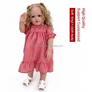 Riesige Baby größe verwurzelt blondes lockiges Haar Soft Touch Silikon Vinyl wieder geborene Baby puppen Realistisches neugeborenes Kleinkind Mädchen - Product Image 2