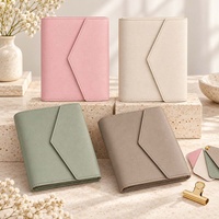 Agenda minimaliste Hongbo personnalisé en cuir grainé multicolore A6 avec 6 anneaux dorés, classeur de budget avec feuille volante disponible