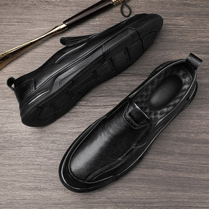 Chaussures en cuir pour hommes Nouveau style d'automne Chaussures décontractées pour affaires Cuir véritable Chaussures habillées à semelle souple Respirantes Chaussures à enfiler pour la marche - Product Image 2