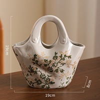Vase en céramique de style rustique vintage français nordique, forme sac à main, en porcelaine craquelée, pour décoration florale