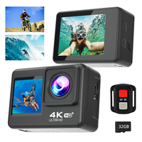 Kamera Aksi HD Tahan Air Bawah Air 4K 30 Meter Sudut Lebar 170° Layar 2.0" Layar Ganda WiFi Kontrol Jarak Jauh Vlogging MicroSD