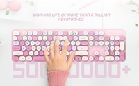 Clavier et souris rétro filaires colorés à 104 touches, clavier de machine à écrire, clavier et souris silencieux et mignons pour ordinateur, touches rondes, combo clavier et souris