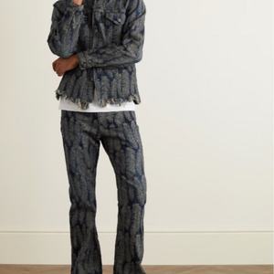 Chaqueta Vaquera Jacquard de Plumas Deshilachadas de Peso Pesado Personalizada para Hombre - Product Image 2