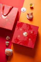 Cadeau d'affaires créatif orange en porcelaine chinoise faite à la main 6 tasses et théière dans une boîte cadeau
