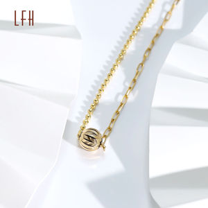 สร้อยคอทอง18K สี Au750แท้พร้อมจี้ลูกปัดกลมสำหรับผู้หญิงเครื่องประดับทองซาอุดิอาระเบีย18K จำนำได้ - Product Image 4