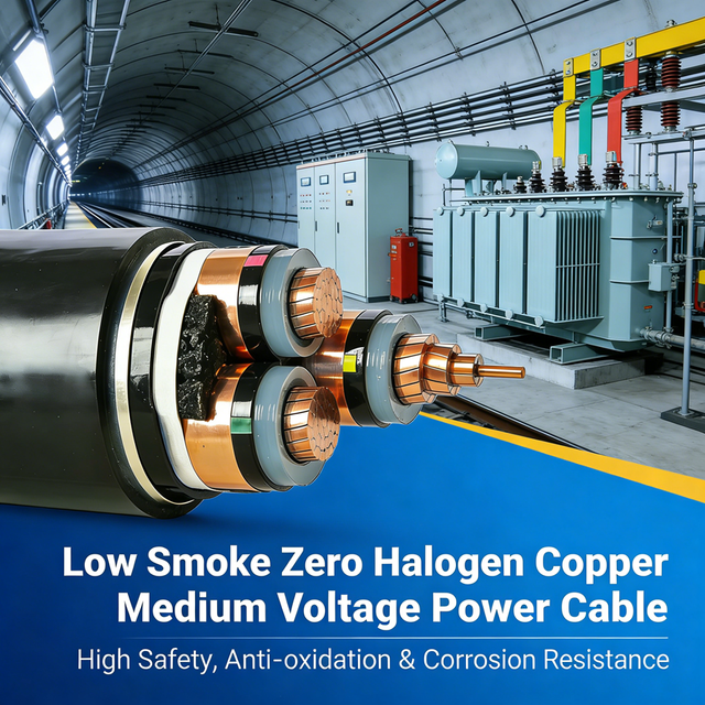 CE Certified 8.7kV 15kV MV Power Cable Fire Resistant LSZH Copper Wire for Airport Hospital Substation Building Construction