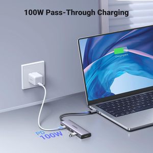 Hub USB-C 5-in-1 Ugreen con <span class=keywords><strong>4K</strong></span> 60Hz per alimentazione da 100W, 3 porte USB-A 3.0, in lega di alluminio, disponibile in magazzino - Product Image 3