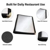 Porte-menu en cuir PU A4 8 pages, modèle Yimi-9820, élégant, pour restaurant et bar, fournitures hôtelières