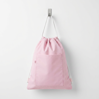Sac à dos à cordon en polyester personnalisé avec logo, sac cosmétique étanche, pochette de rangement de voyage avec poche extérieure pour la gym