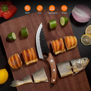 Fabrika doğrudan satış paslanmaz çelik ahşap saplı el dövme 6''Butcher bıçak kanca halkası ile - Product Image 3