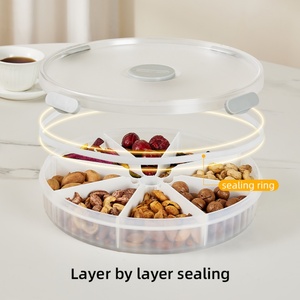 Creative Divided Serving Platters Rotating Vegetable Tray with 8 Compartments <b>Plastic</b> Snack Serving Bin with Lids - Product Image 5