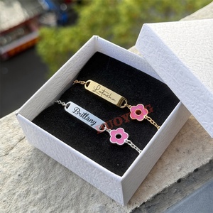 QIUHAN inciso lettera fior Bar braccialetto regolabile fragola nome arcobaleno personalizzato bracciale - Product Image 5