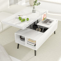 Table basse multifonctionnelle moderne extensible et pliable avec plateau en verre trempé et bois massif pour petit appartement et salon
