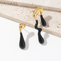 Boucles d'oreilles massives en acier inoxydable plaqué or 18 carats, clous irréguliers en forme de cœur fondant, effet métal liquide, pour femme