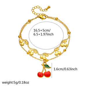 Fashionable Summer Fruit Charm <b>Bracelet</b> <b>Set</b> Strawberry Cherry Watermelon Women's Jewelry Gift Stainless Steel B1706 B1707 B1708 - Product Image 5