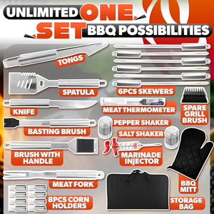 Ensemble d'outils de barbecue d'usine, kit d'ustensiles de barbecue d'extérieur, accessoires de barbecue avec étui en aluminium, coffret cadeau - Product Image 2