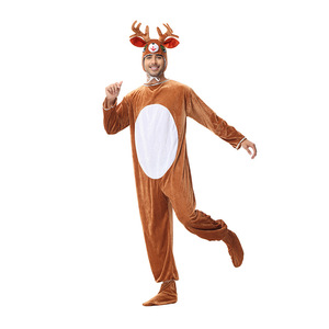 Reindeer <b>Bodysuit</b> Costume Unisex Adult Halloween Christmas Party Outfit With Antlers And <b>Red</b> Nose - Product Image 5