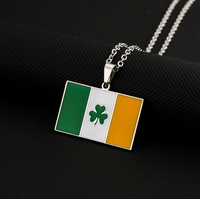 Retro Tropfenöl Irische Flagge Edelstahl-Halskette für Männer Frauen Paare St. Patrick's Day Schulanfang Neujahr Trend-Accessoire