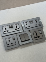Interruptor de Luz de Pared Eléctrico con Marco de Vidrio Templado 86/146/172, 220-250V 16A, 2 Vías, Duradero, Moderno, Enchufe Estándar del Reino Unido, USB Tipo-C