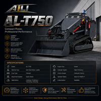 Mini-chargeuse sur chenilles T750, chargeuse compacte sur chenilles de 400 kg, diesel électrique, EPA Euro5, pour travaux agricoles et de construction