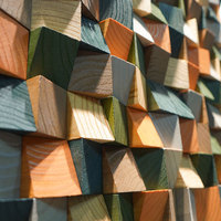 Tailai 3D bois massif mosaïque TV fond mur Puzzle dégradé couleur suspendu Art dimensionnel décor