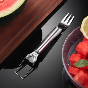 Coupe-pastèque 2-en-1 en acier inoxydable, type moulin à vent, outil de découpe de fruits et salades, ustensile pratique - Product Image 2