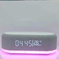 JEDI lampu meja multifungsi, Alarm pengisi daya nirkabel 4in1 Jam Led pengeras suara tanpa kabel dengan lampu RGB