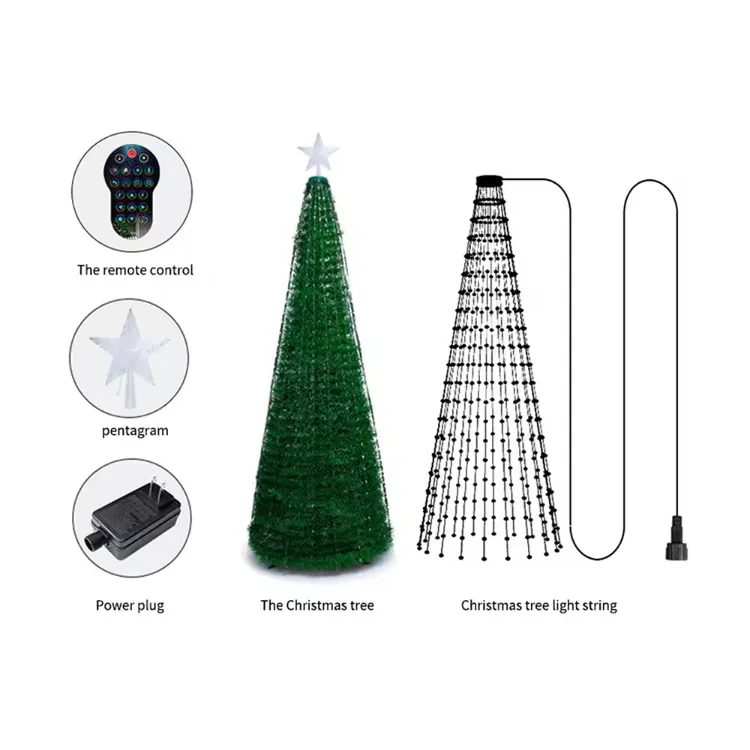 Árvore de Natal artificial dobrável LED inteligente para decoração de Natal com luz LED para feriados