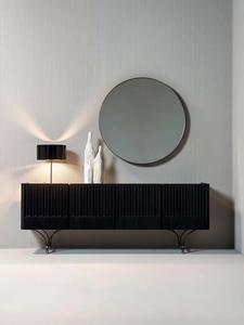 Mobile <span class=keywords><strong>TV</strong></span> di Design Premium con Ante Scanalate e <span class=keywords><strong>Base</strong></span> in Metallo Curvo per Soggiorno di Lusso - Product Image 3