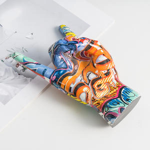 Nouveauté 2026 : Ornement en résine hydrographique motif graffiti <span class=keywords><strong>rock</strong></span>, design main, pour décoration de chambre, bureau et entrée - Product Image 4