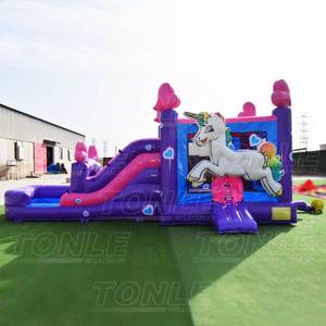 Thương Mại Lớn Ngoài Trời Trẻ Em Inflatable Unicorn Bouncer Nhảy Moonwalk Thoát Nhà Pvc Với Trượt Nước Unicorn Bouncy Castle - Product Image 2