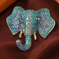 Broche de Elefante Chapado en Oro Vintage de 3 cm con Pedrería, Pin de Joyería de Aleación para Fiesta de Compromiso o Regalo de Boda Unisex