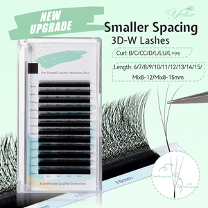 Yelix Extensions de cils 3D ultra-denses à espacement réduit 0.07 W, plateaux de cils étroits B C L, cils en éventail pour extensions, fournitures - Product Image 1