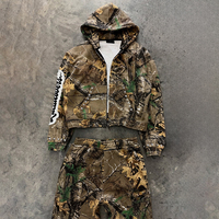 Lettre personnalisée logo brodé Camouflage Imprimer Haute Qualité Poids Lourd 360 Gsm 100% Coton Survêtement Jogging Extérieur Fermeture Éclair