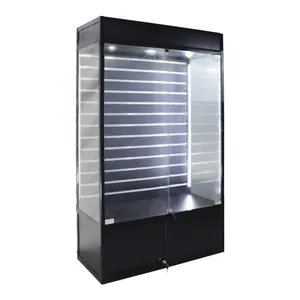 SlatWall Titanium Glass Showcase/Cabinet Showcase Vitrine、Lighted Glass Displayケース