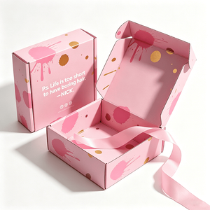 Boîte d'expédition en carton ondulé rose avec logo imprimé, boîte cadeau personnalisée pour cosmétiques, <span class=keywords><strong>maquillage</strong></span>, soins de la peau, emballage pour les marques de beauté - Product Image 2