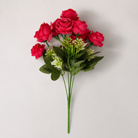 YM 10 Köpfe Künstliche Rosenblumen-Bouquet Seidenrosen mit Echtgefühl für Hochzeit, Heimdekoration, Großhandel, Büro und Zuhause