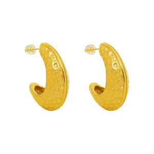 Pendientes de Oreja en Forma de C, Diseño de Luna Martillada, Joyería de Moda para Mujer - Product Image 5