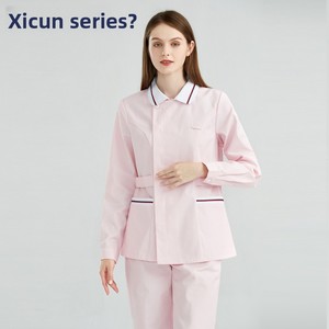 Divisa da Infermiera da Donna, Completo Due Pezzi a Maniche Lunghe, Estivo, per Lavoro, Odontoiatria, Medicina, Salone di Bellezza, Reparto Ostetrico, in Poliestere/Cotone Tessuto - Product Image 3