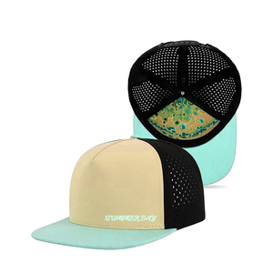 Casquettes de golf à 5 panneaux, non décolorantes, en polyester imperméable, avec patch brodé personnalisé, perforation au laser, snapback avec cordon - Product Image 3