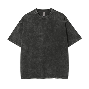 T-Shirt lavata all'ingrosso T-Shirt pesante DTG T-Shirt nera <span class=keywords><strong>oversize</strong></span> T-Shirt da <span class=keywords><strong>uomo</strong></span> con lavaggio grafico Vintage personalizzato - Product Image 2