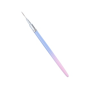 Pinceau à ongles pour photothérapie, manche métallique, brosse à lignes fines, virole sertie avec couvercle, pinceau à ongles en nylon pour la décoration florale - Product Image 1